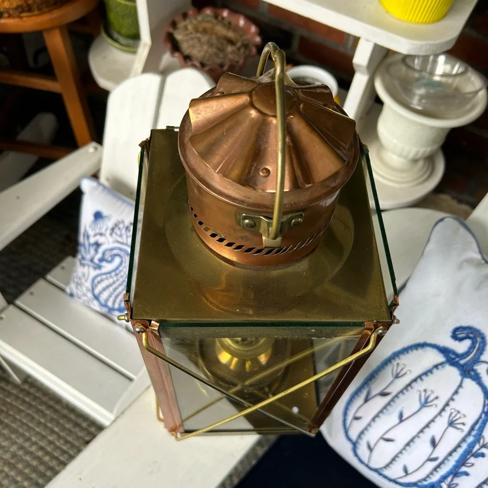 Vintage Brass & Copper Oil Lamp